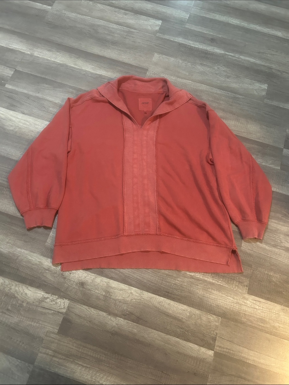 aerie Women’s Pullover Starry Nights Open Neck Sweatshirt Oversized in Red Large